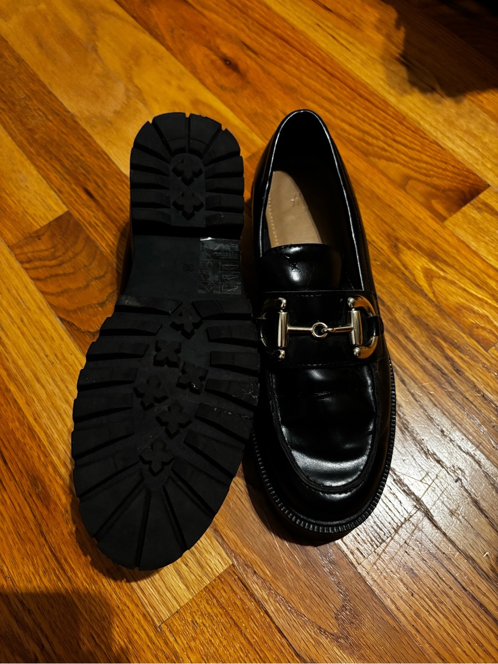 Black Women's Leather Horsebit Loafers - Picture 5 of 6